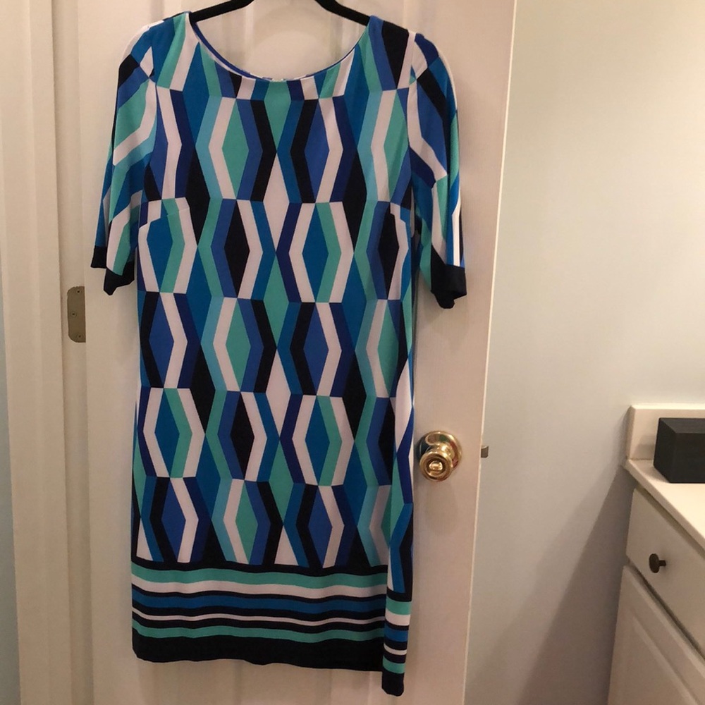 Beautiful patterned dress blue and green